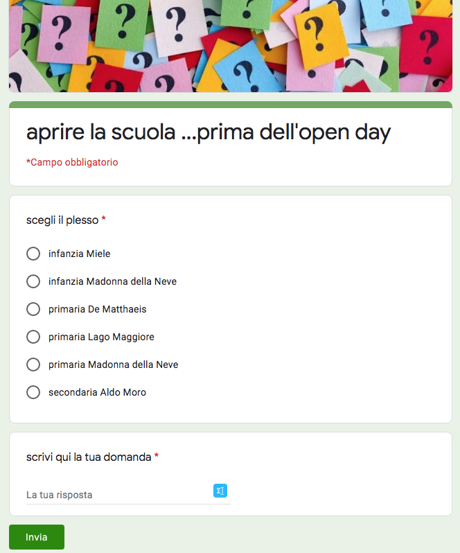 questionario open days