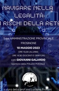 Locandina per l’evento sulla legalità in rete maggio 2023