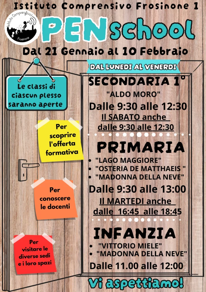 locandina delle giornate aperte per i genitori 